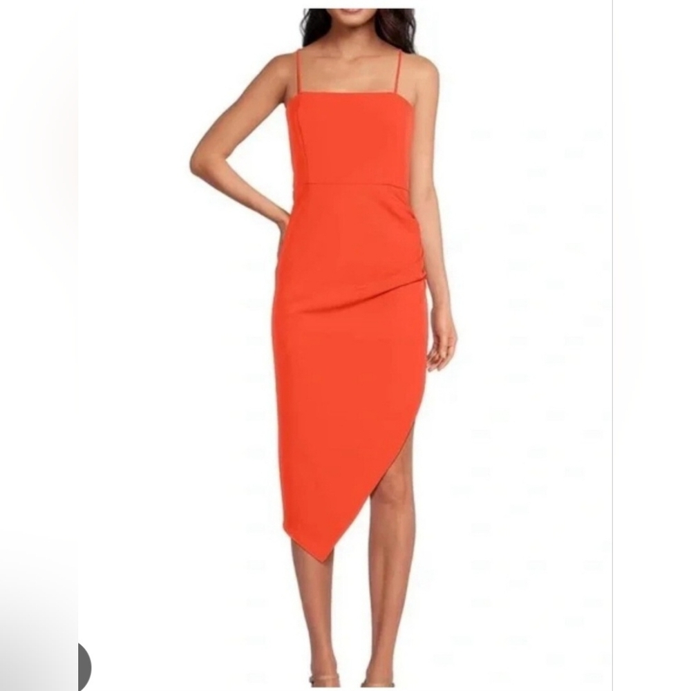 GIANNI BINI HARLING CREPE SQUARE NECK SLEEVELESS ASYMMETRICAL DRESS SIZE 10